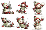 Whimsical Christmas Snowman Clipart, an Illustration by Craft Nest (Thumbnail 4 of 8)