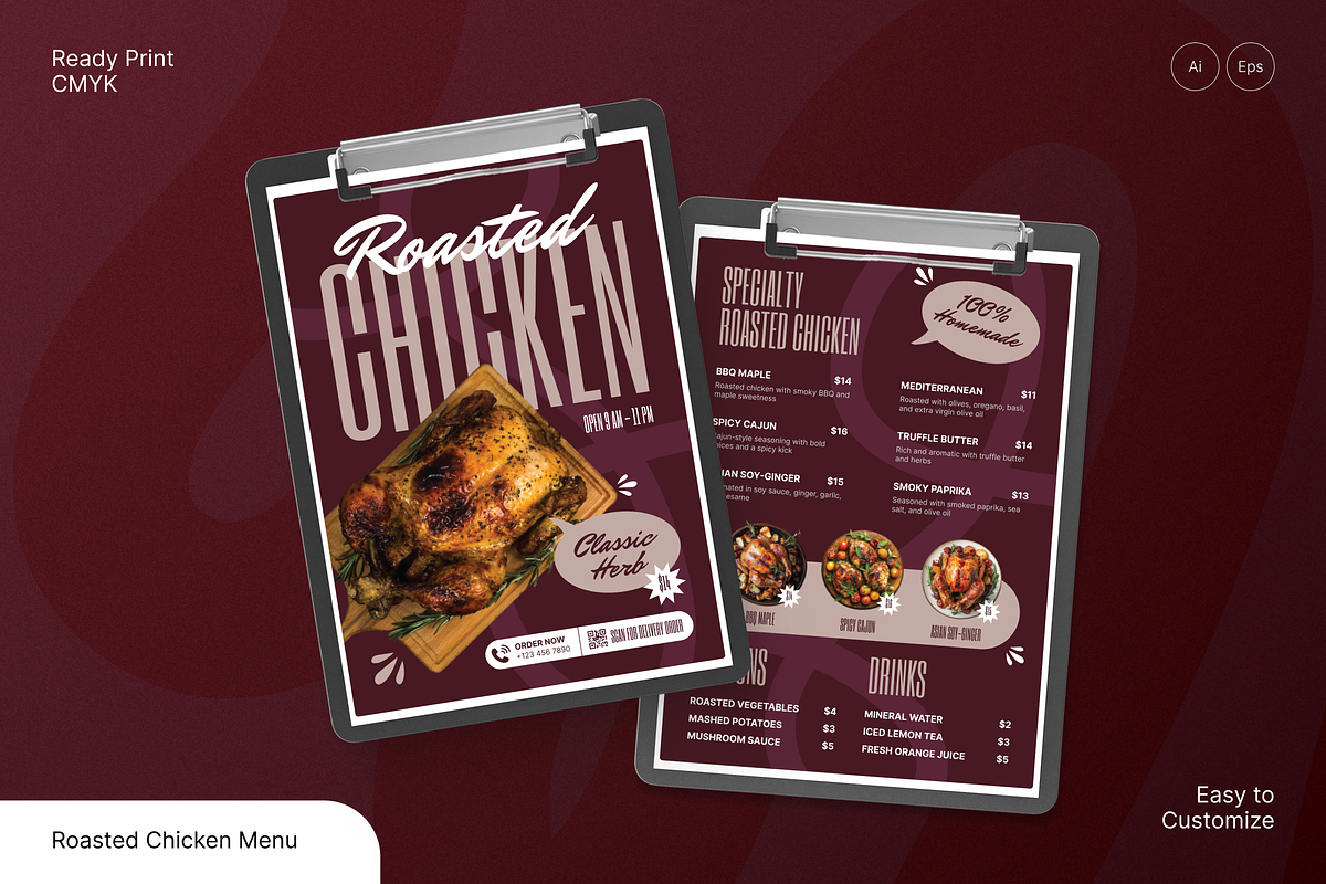 Roasted Chicken Menu, a Flyer Template by Annora Studio (Photo 1 of 6)