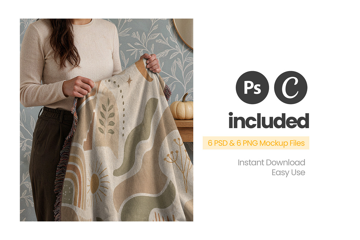 Autumn Woven Blanket Mockup Bundle, a Household Mockup by Mockups Studio (Photo 6 of 9)