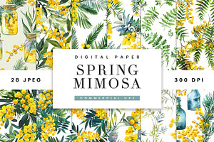 Spring Mimosa Digital Paper Pack