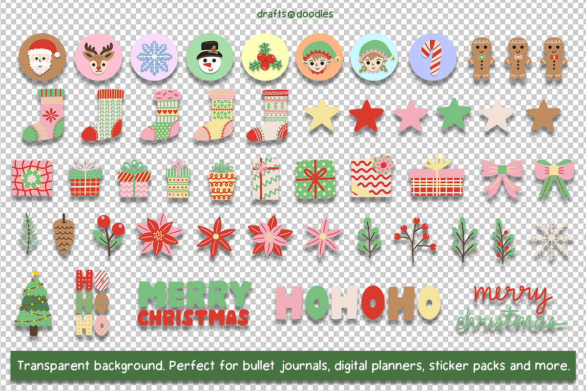 Merry Christmas Clipart and Patterns, a Seasonal Illustration by Drafts n Doodles (Photo 3 of 12)
