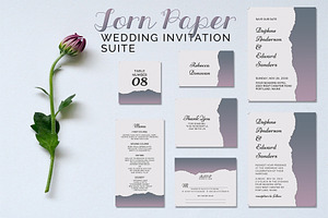 Torn Paper Wedding Suite, an Invitation Template by Cyrah's Collection