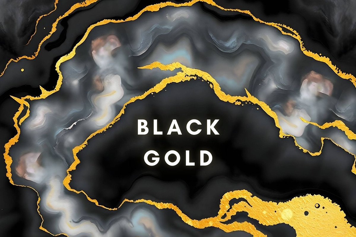 30 Watercolor Black Gold Agate, a Background Graphic by UniqueMe (Photo 9 of 11)