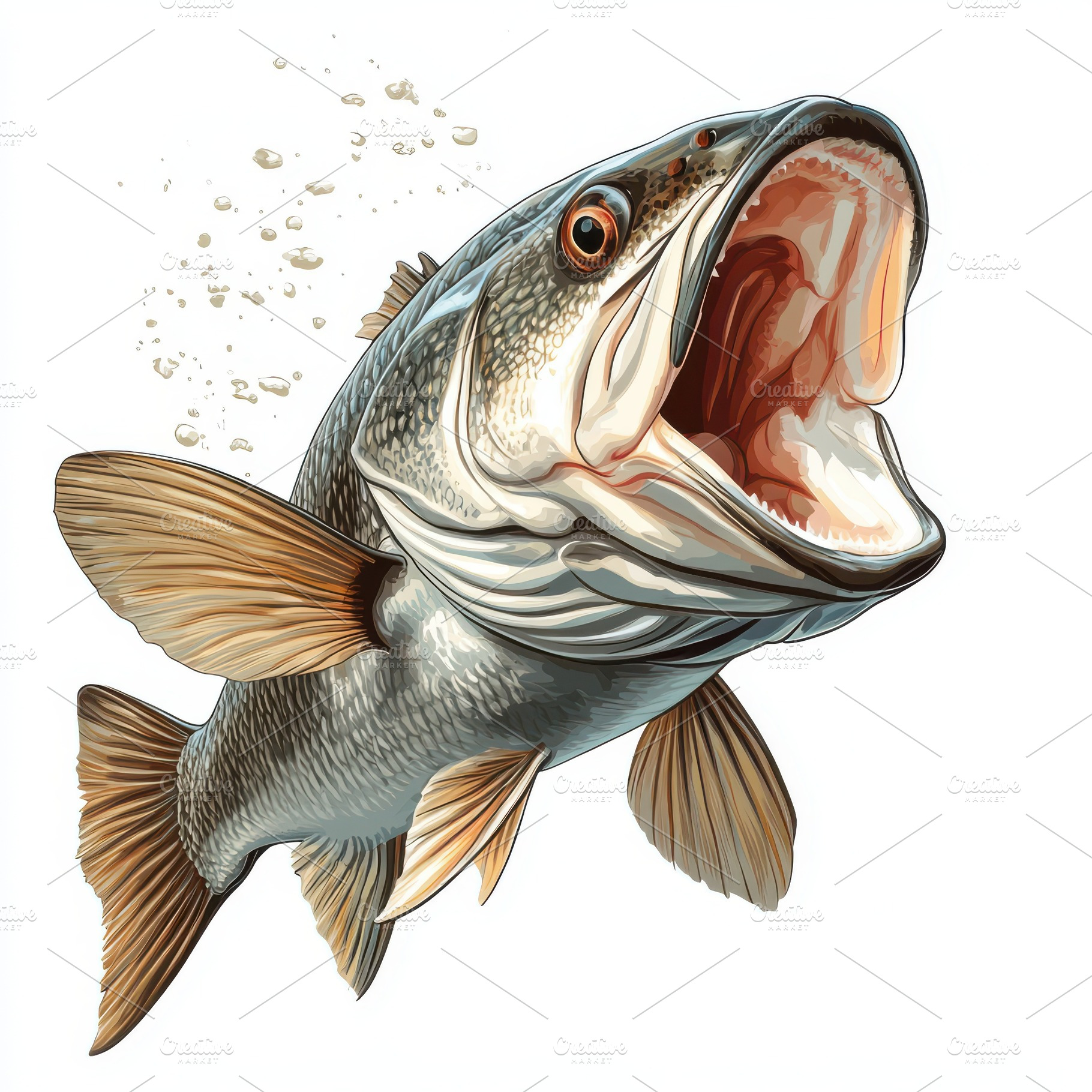 Striking Striped Bass Open Mouth Und, an Animal Photo by Pixeness Studio