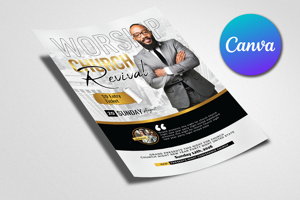 Sunday Service Worship Church Flyer, a Flyer Template by Psd Templates (Photo 2 of 2)