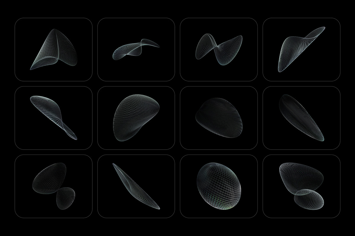 3D Chrome Wireframes - 73 shapes, an Object Graphic by assetpro.design (Photo 4 of 12)