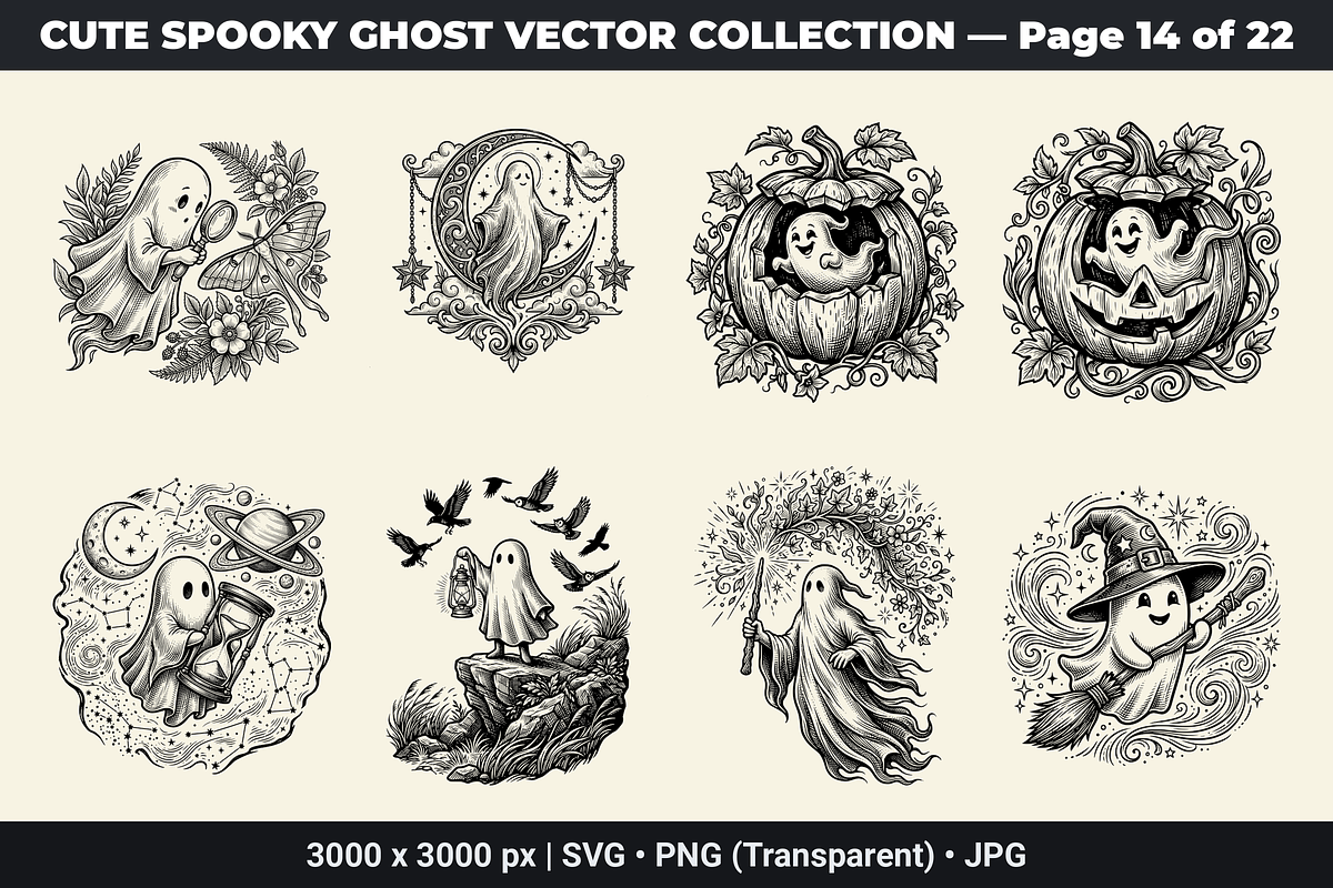Cute Ghost SVG Bundle Vol - 01, an Object Graphic by XPERTDESIGNER (Photo 4 of 21)