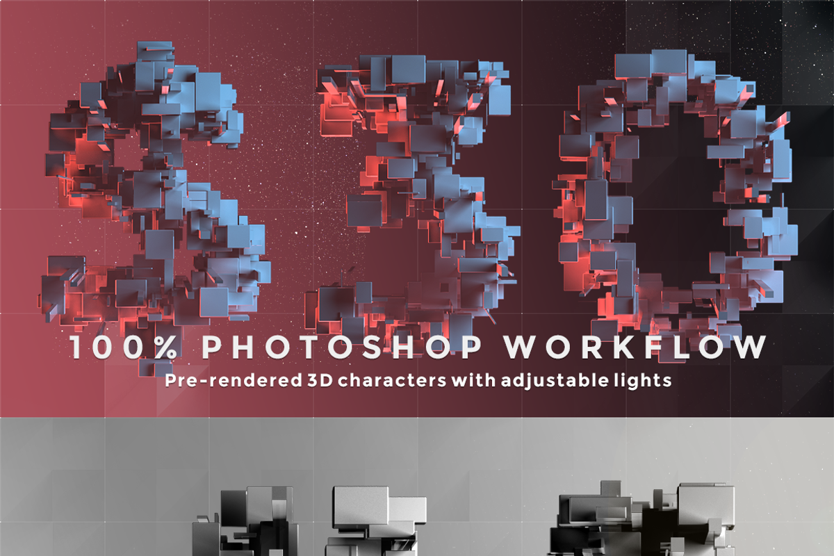 COMPL3X - Futuristic 3D Alphabet Kit, an Object Graphic by INSgraphizm (Photo 2 of 8)