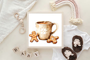 Watercolor Christmas Coffee Core PNG, a Work Illustration by CraftArtStudio (Thumbnail 6 of 6)