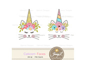 Caticorn face Clipart, Cat Unicorn, an Illustration by JennyL Designs (Thumbnail 2 of 4)
