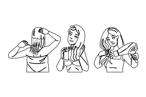 bathroom hair care woman vector, a Person Illustration by pikepicture