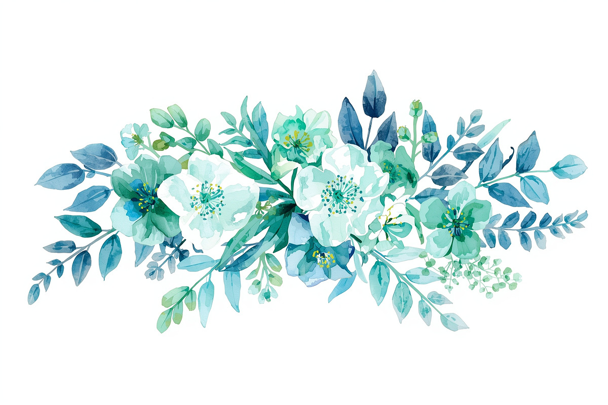 Elegant Blue Watercolor Blooms, an Illustration by Amazin_art (Photo 9 of 11)
