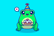 Cute Frog Holding Birthday Cartoon, an Animal Illustration by Catalyst Labs (Thumbnail 3 of 3)