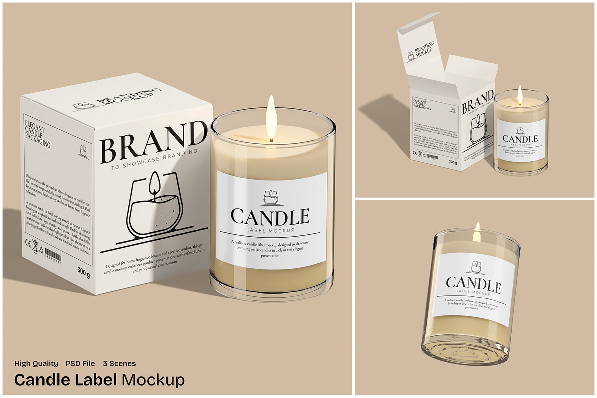Candle Label Mockup, a Packaging Mockup by Unerispace (Photo 1 of 5)