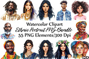Ethnic Portrait PNG Set, an Illustration by DreamCafeArt (Thumbnail 1 of 7)