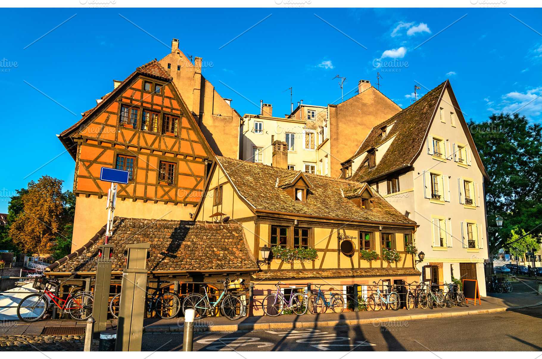 Traditional half-timbered houses in, an Architecture Photo by Leonid Andronov