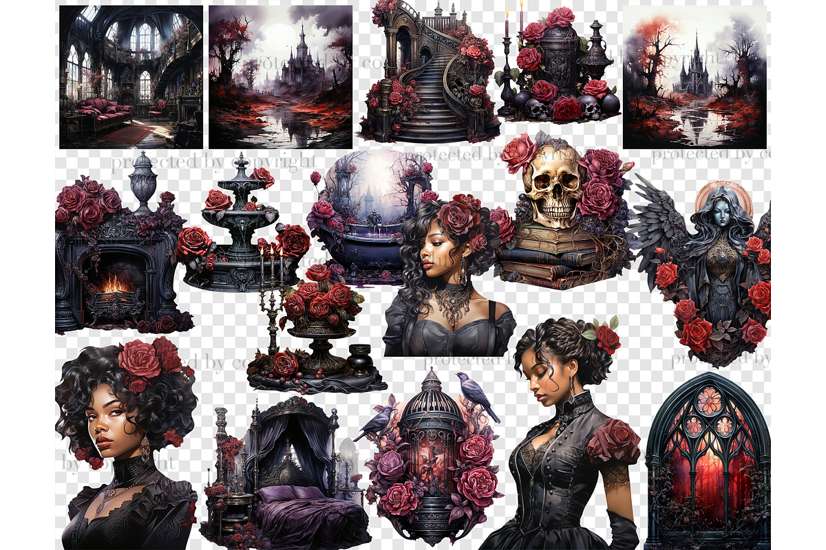Gothic Black Woman Clipart, a Person Illustration by GlamArtZhanna (Photo 5 of 5)