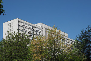 Brutalist block of flats in Warsaw