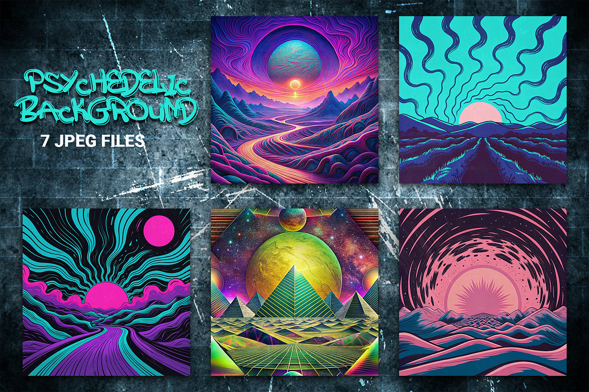 Psychedelic Background Pack, an Illustration by Imamul001 (Photo 1 of 4)