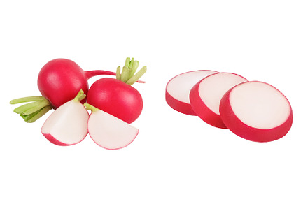 Radish with slices isolated on white, a Food & Drink Photo by NataPhoto