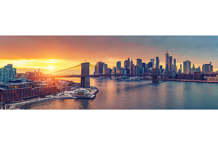 Brooklyn bridge and Manhattan at, an Architecture Photo by sborisov
