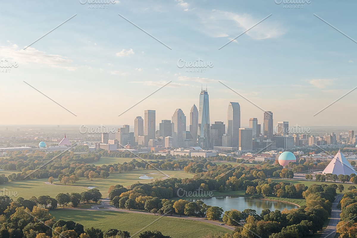 Capturing aerial view of urban park, an Illustration by wavebreak
