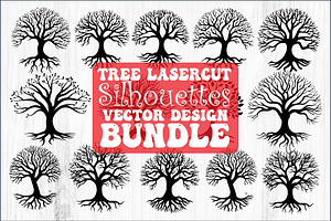Laser Cut Tree Silhouettes Bundle, a Graphic by Creativeshirt