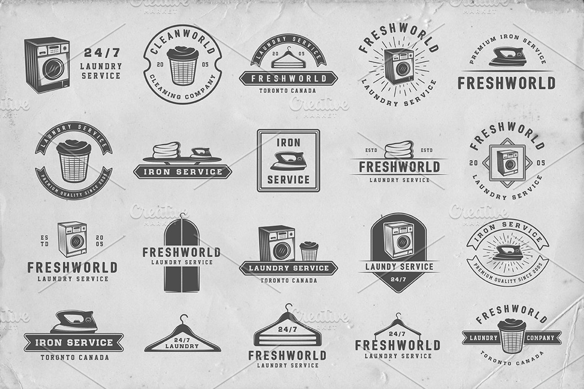 Set of Vintage Laundry Emblems, a Branding & Logo Template by AkimD (Photo 3 of 4)