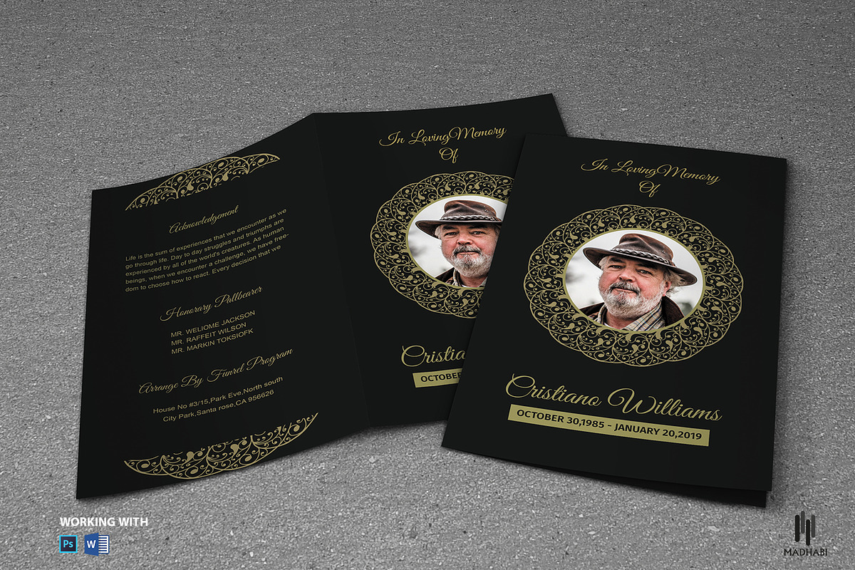Funeral Program Template, a Brochure Template by Madhabi Studio (Photo 2 of 5)