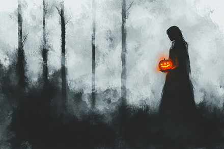 Halloween woman with a pumpkin, a Holiday Photo by Mashimara