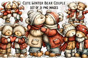 Cute Winter Bear Couple Clipart, an Illustration by Craft Nest (Thumbnail 1 of 9)