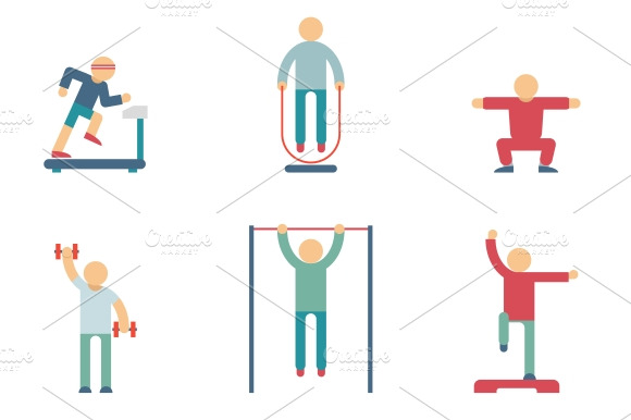 Fitness People Color Icons