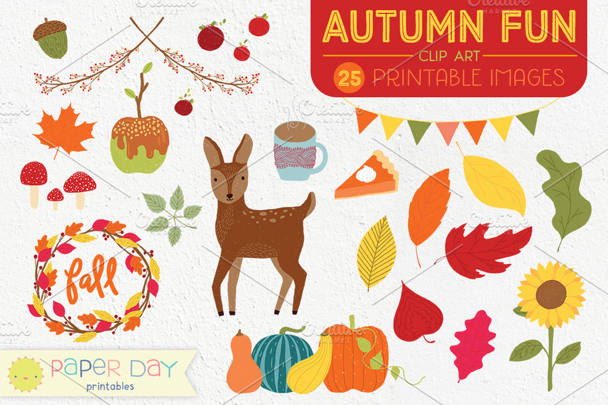 Autumn Fun Fall Clip Art | Raster, an Illustration by Paper Day Printables