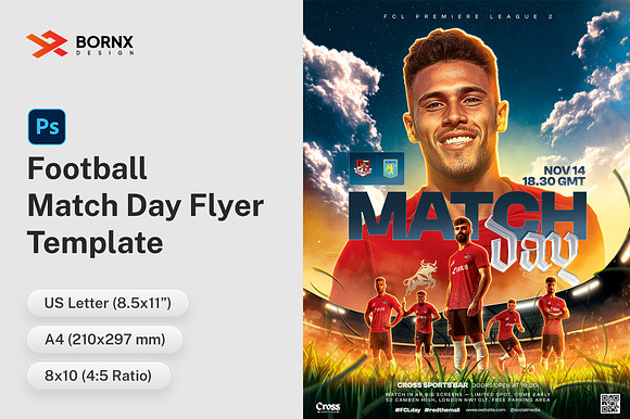 Football Match Day Flyer PSD Template preview 7