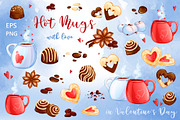 Hot Mugs. Valentine's day clipart, a Food Illustration by Maycat_store (Thumbnail 2 of 6)