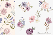 watercolor floral clipart set, a Decorative Illustration by Patishop Art (Thumbnail 6 of 10)