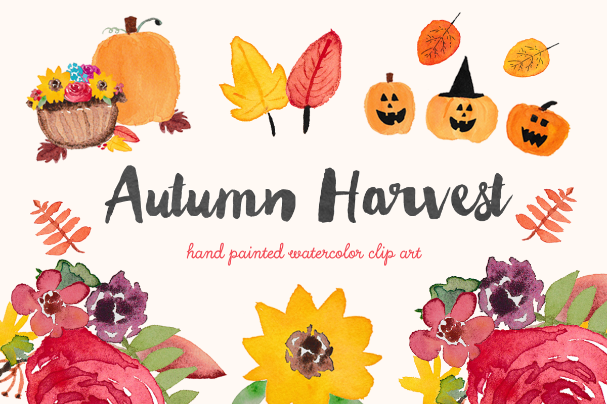 Autumn Harvest Watercolor Clip Art, an Illustration by Emerald & Ivy Studios (Photo 1 of 4)