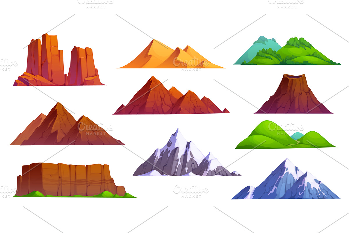 Cartoon mountains and hills, an Illustration by Vector Tradition