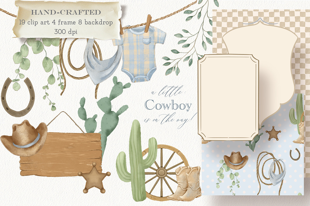 Wild West Baby Cowboy Set, a Work Illustration by AlenaVlasko stock Market (Photo 1 of 7)
