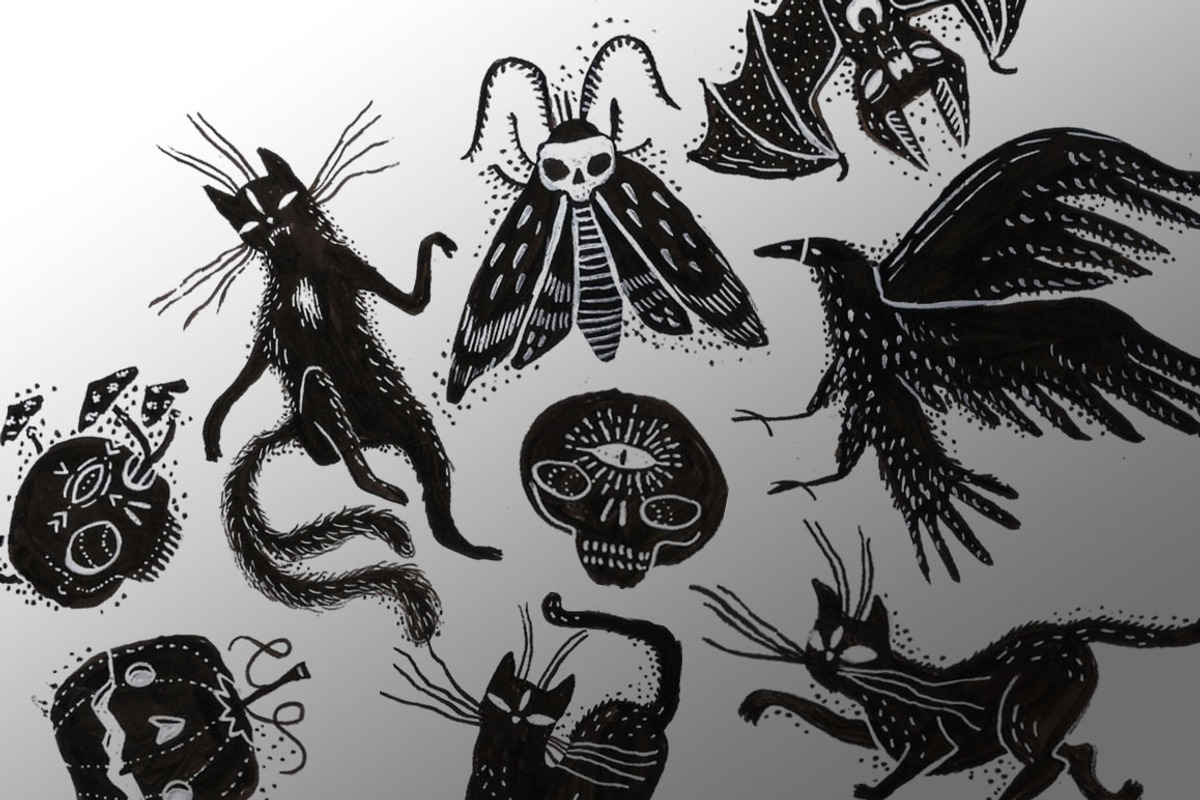 Witchy Halloween Clip Art, a Decorative Illustration by Lilla Bölecz (Photo 2 of 5)