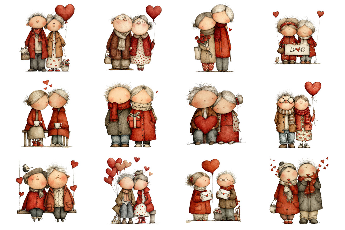Valentines Old Couple Clipart, an Illustration by Design Market (Photo 5 of 5)
