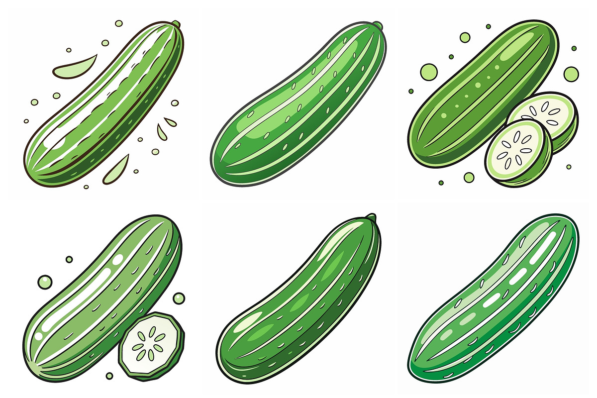 Fresh Green Cucumbers, an Object Graphic by Billah Hub