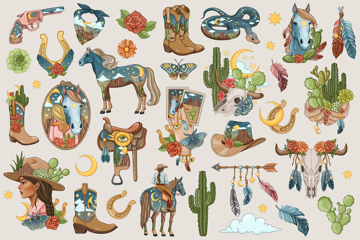 Desert Soul Western bundle, a Seasonal Illustration by SecondOfJuly (Photo 2 of 7)