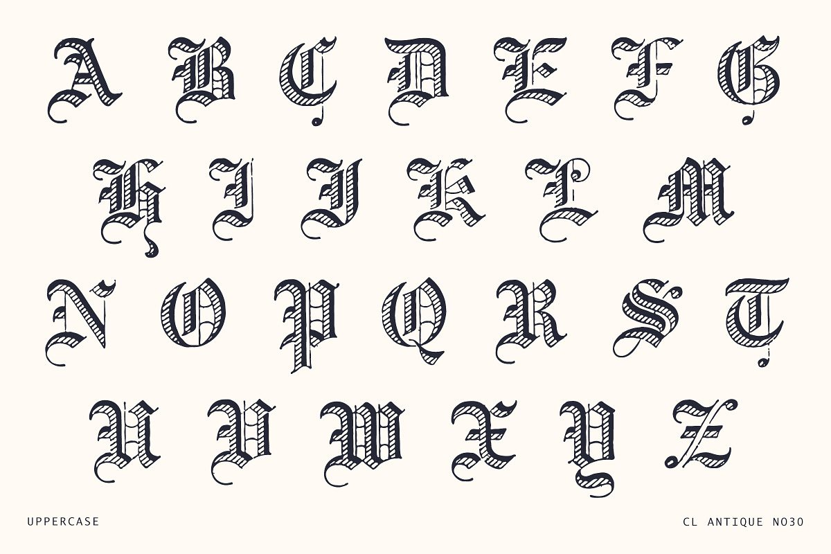 Decorative Hatched Blackletter Font, a Blackletter Font by Century Library (Photo 3 of 5)