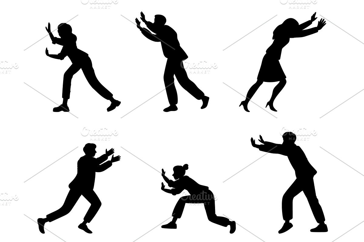 Silhouettes pushing men and women, a Person Illustration by Vectorbuum
