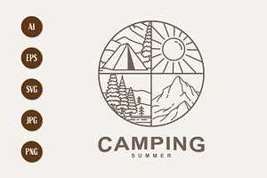 Summer Camping Emblem with Outdoor, a Branding & Logo Template by Saba Vector