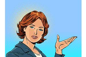 Pop Art Retro A woman presents a, a Person Illustration by studiostoks