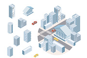 flat isometric city set, an Object Graphic by Mary P (Thumbnail 4 of 4)