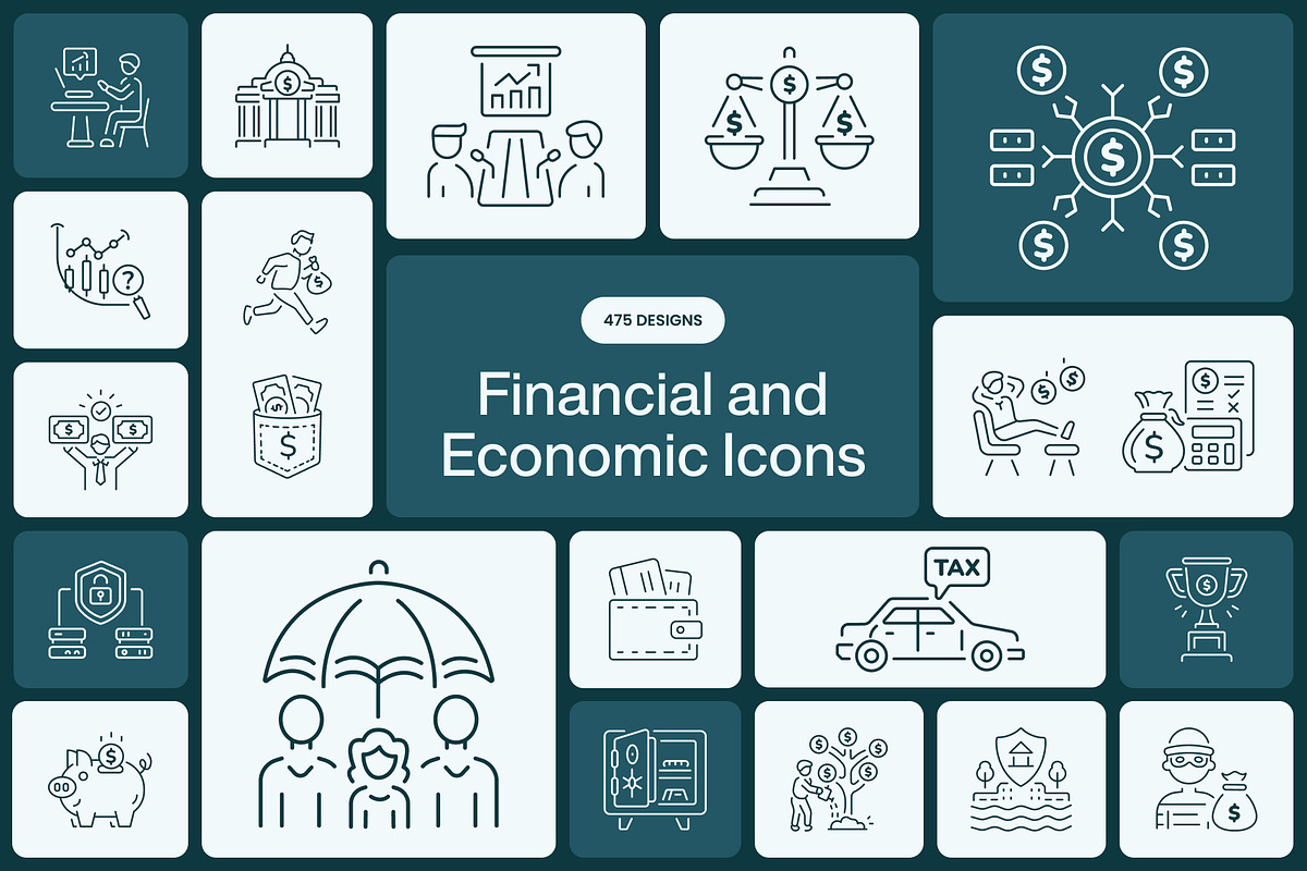475 Financial and Economic Icons, an Outline Icon by Prosymbols (Photo 1 of 13)