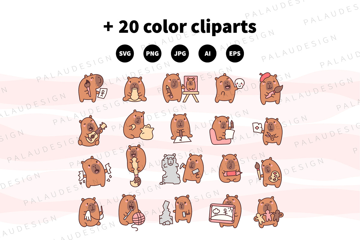 Capybara Art Illustration Pack, an Animal Illustration by Palau (Photo 8 of 10)
